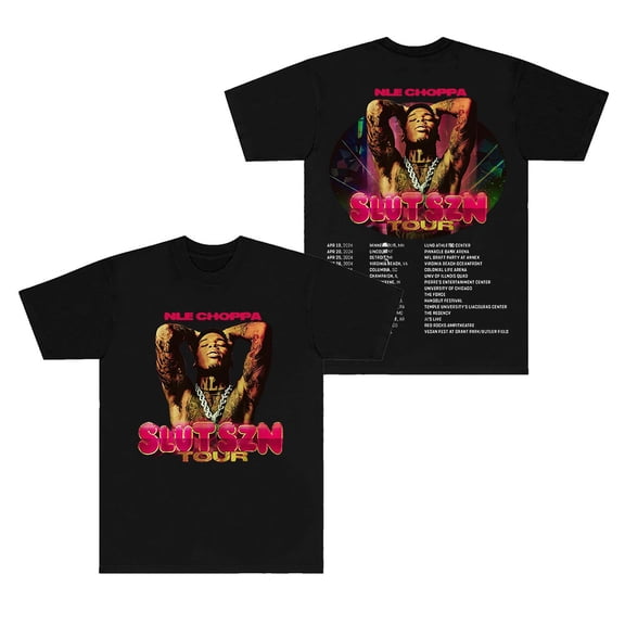 NLE Choppa 2024 Tour Dates T-Shirts Rapper New Logo Tee Summer Women Men Fashion HipHop Short Sleeve