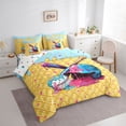thumbnail image 2 of Castle Fairy Baseball Print King Bedding 7pcs, Ice Cream Bat King Bed in a Bag, Pink Blue Yellow, 2 of 7
