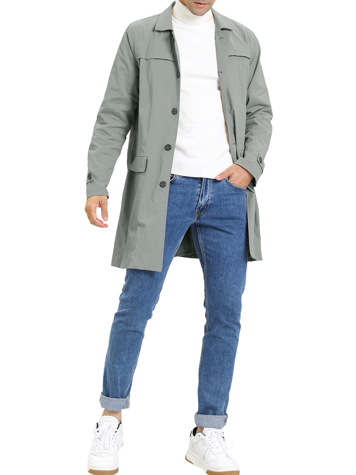 Unique Bargains Men's Trench Coat Lightweight Single Unique Bargains Men's Trench Coat Lightweight Single