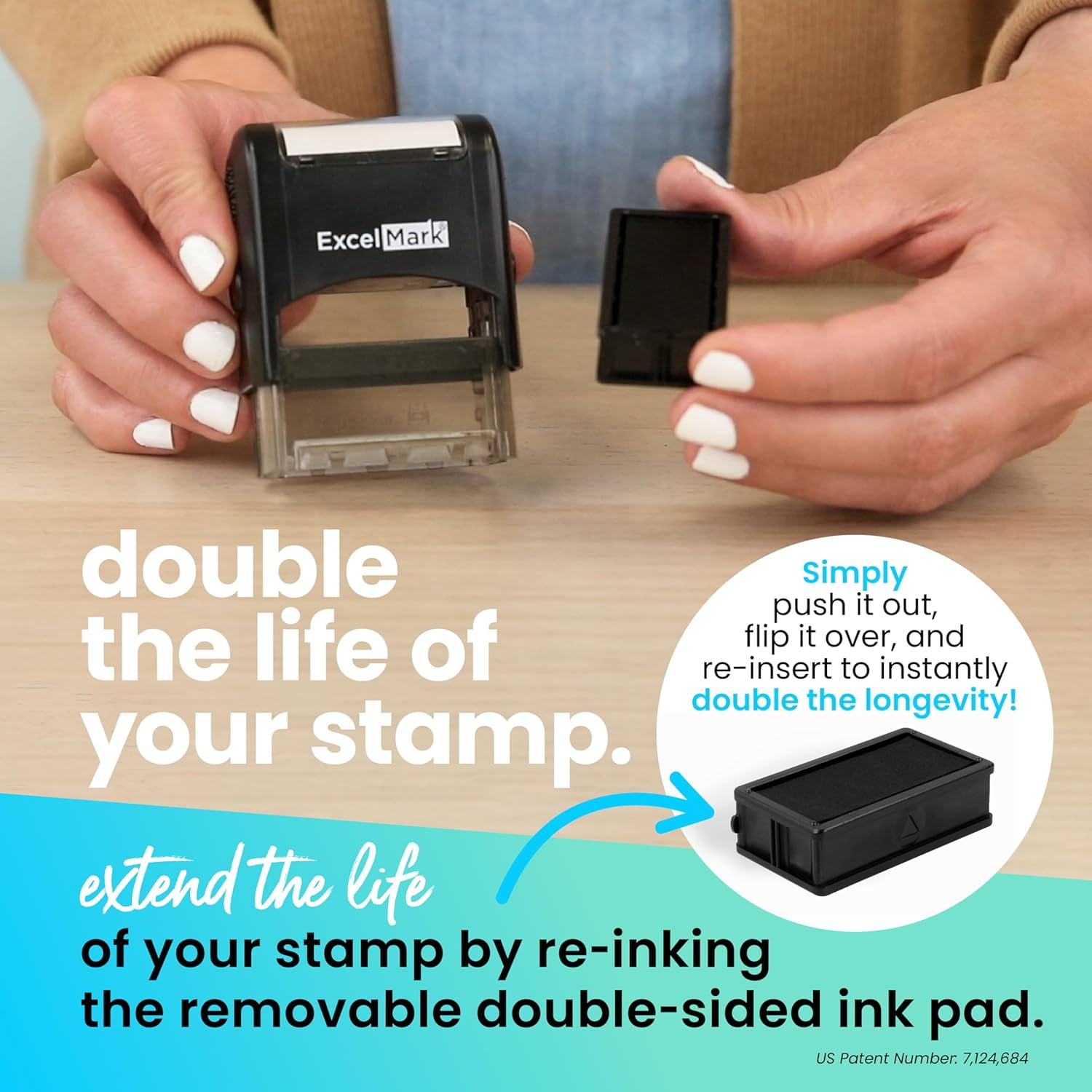 ExcelMark Completed Self Inking Rubber Stamp - Red Ink