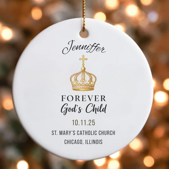 Personalized Baptism Ornament 2025, Christening Keepsake Gift for Boy or Girl, Religious Baby Ornament