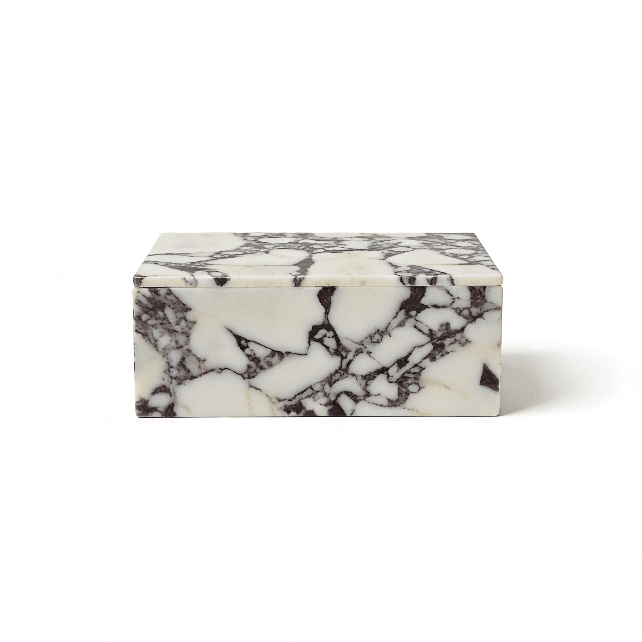 Calacatta Viola Marble Storage Box with Secure Lid - Dustproof Rectangular Container for Cotton Balls, Makeup, Personal Items | Home & Office Organizer