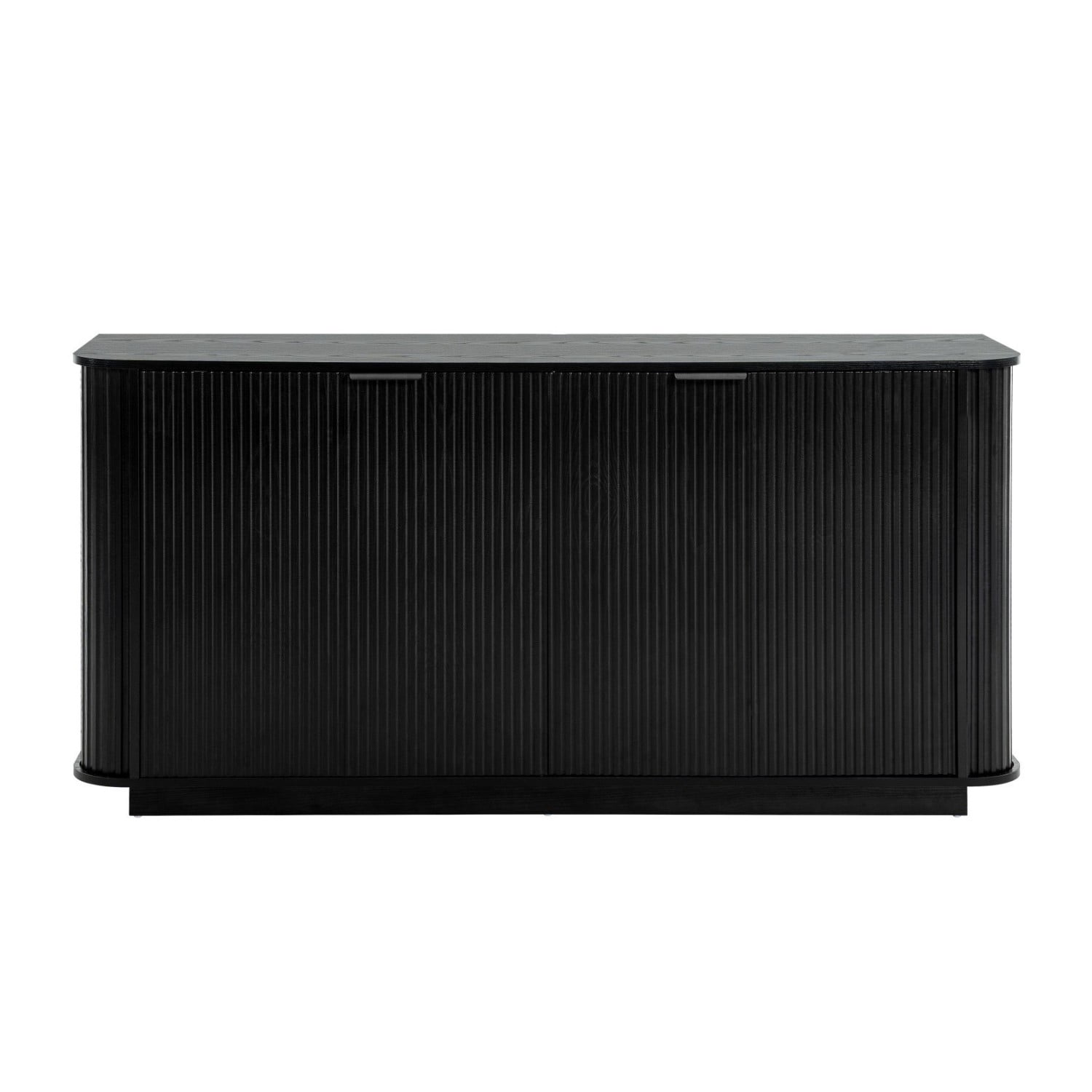 63" Wavy Storage Sideboard Cabinet Double Door Buffet Cabinet with Adjustable Shelves, Modern Accent Storage Cabinet for Kitchen Dining Room Living Room Hallway, Black