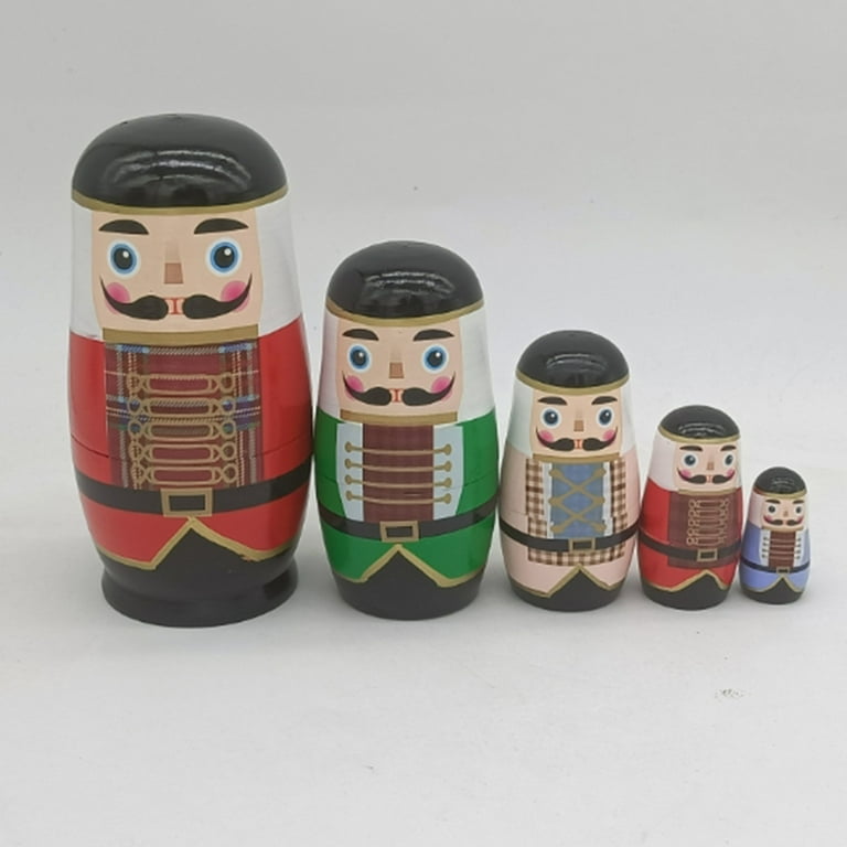Travelwant Nutcracker Nesting Doll Walnut Soldier Matryoshka Doll Classic Fairy Tale Image