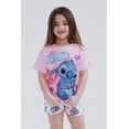 thumbnail image 6 of Disney Lilo & Stitch Big Girls' T-Shirt and French Terry Shorts Set Pink Stitch and Hearts, 6 of 12
