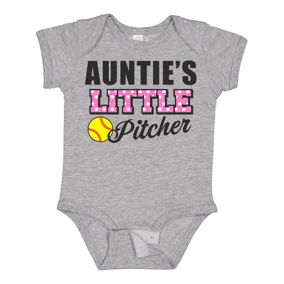 Inktastic Auntie's Little Pitcher Softball Girls Baby Bodysuit