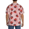 thumbnail image 5 of Xecao offers the Strawberries for Men's Casual Short-sleeved Shirt, a button-up collared shirt with a pocket, perfect for beach vacations and yacht travel in the Small size., 5 of 7