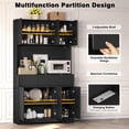 thumbnail image 4 of Bifanuo Kitchen Pantry Storage Cabinet, Large Buffet Cabinet with Power Outlets and Led Lights, 71'' Tall Kitchen Hutch Cabinet with Microwave Stand for Dining Room, Black, 4 of 7