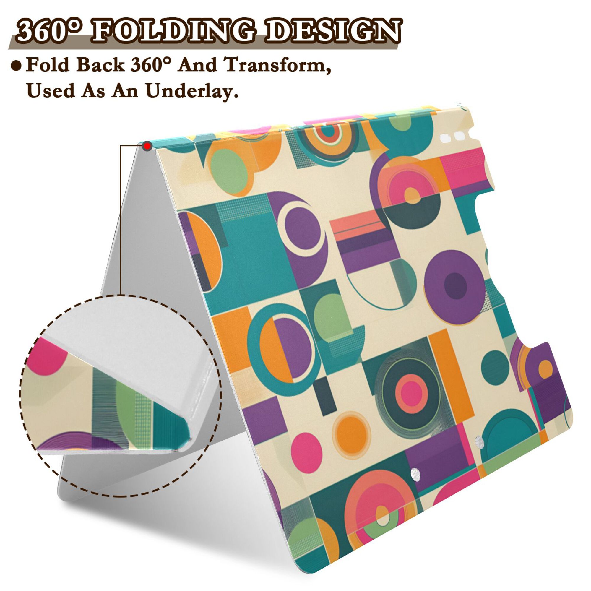 FORMRS A4 Clipboard Folder with Pen Holder Horizontal Foldable School Office Binder, Purple Geometric