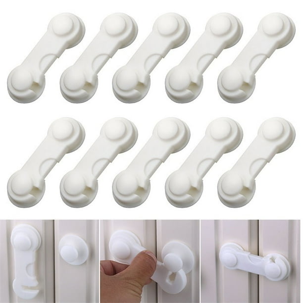 NEW 10PCS Child Drawer Safety Locks Strong Adhesive Baby Door Locks Safety Lock Latch for Drawer