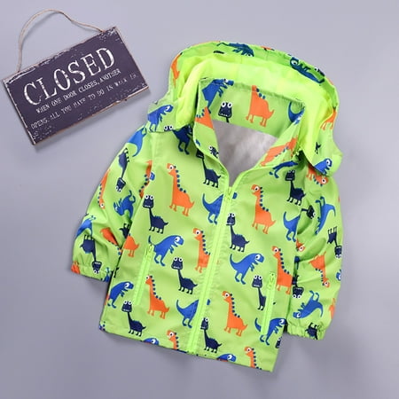 

DENGDENG Toddler Baby Girls Baby Boys Outwear Sleeveless Raincoat Windbreaker Dinosaur Hooded Rain Suit Windproof Waterproof Summer Full Rain Coat