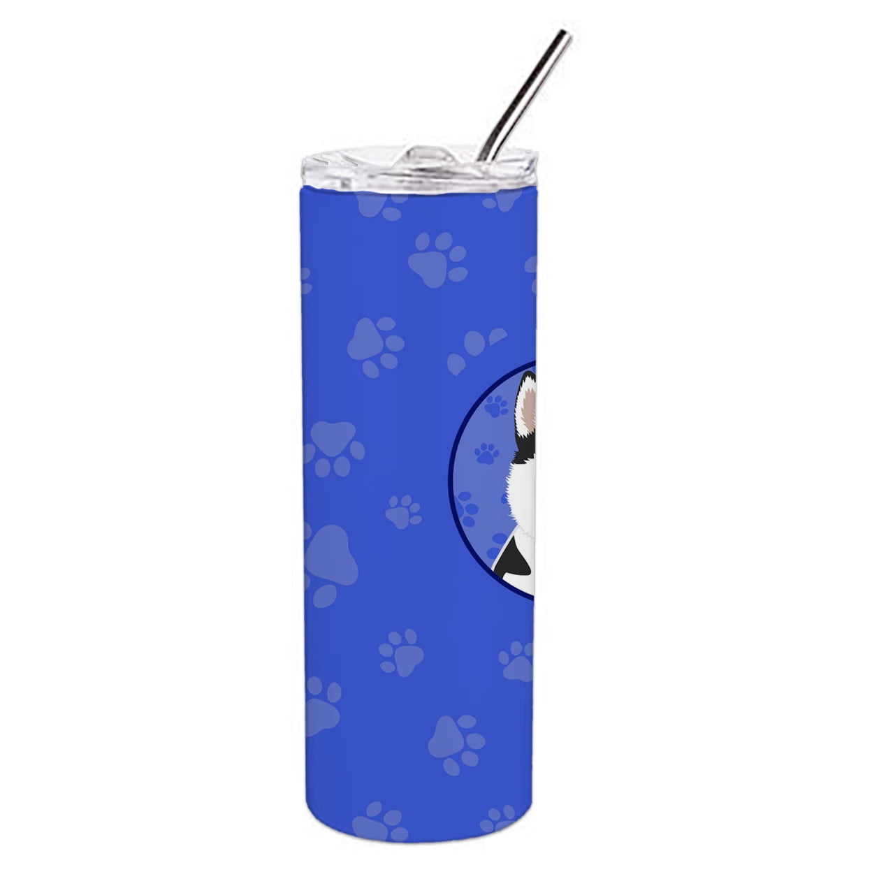 Carolines Treasures WDK1110TBL20 Siberian Husky Black and White Design2  Stainless Steel 20 oz Skinny Tumbler Blue 20 oz