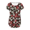 Ediodpoh Womens Casual Flower Printed T Shirt Buttons U Neck Short