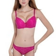 thumbnail image 4 of Women's Bra Set, Ladies Sexy Lace Push Up Bra & Panties Briefs Underwear Lingerie,Rose Red,90B, 4 of 6