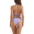 thumbnail image 3 of INSPIRE CHIC Women's Halter Bikini Sets 2 Piece Double Lace Up Tie Back Triangle Bottoms Swimwear Bathing Suits Medium Purple, 3 of 5