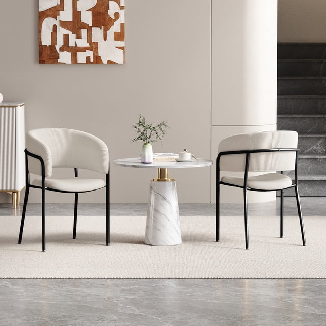 Noble House HORIZON Modern Side Chair with Angled Legs Adjustable Feet(Beige)