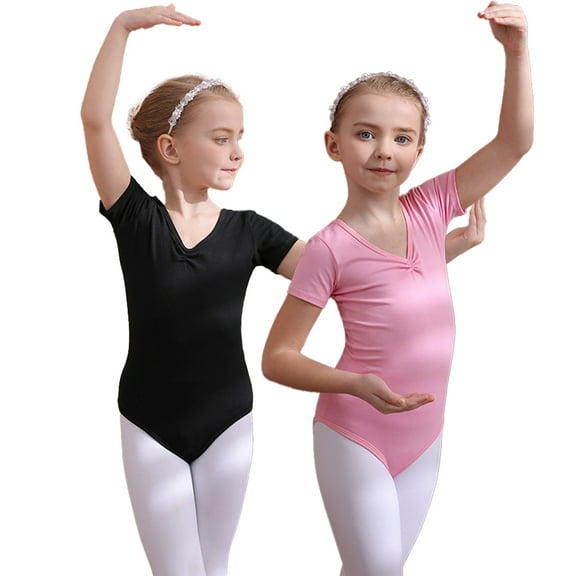 YTDSCS Kids Toddler Girls Gymnastics Leotards Summer Girls Dance Outfit 3-11 Years Cotton Practice Clothing Short-Sleeved Biketards for Girls
