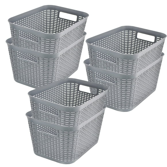 Set de 6 Canastas Organizadoras IPP Tipo Rattan Gris