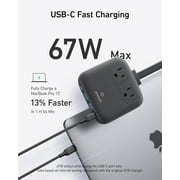 Anker Nano Charging Station(67W Max), 6-in-1 USB-C Power Strip Compatible for iPhone 16/15 and MacBook, with Flat Plug and 5ft Thin Undetachable Extension Cord,2 AC,2 USB-A,2 USB-C, for Home&Office