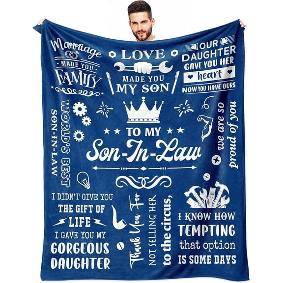 Son in Law Gifts, Gifts for Son in Law, Son in Laws Birthday Gift from Mother/Father in Law, Best Gift Ideas for Sons in Laws Throw Blanket 60"x50"