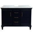 thumbnail image 2 of 49 in. Double Wooden Vanity Blue with White Carrara Round Sink, 2 of 12