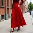 thumbnail image 2 of Wxolcjlv Womens Solid Maxi Skirt High Waist Side Zipper Pockets A‑Line Skirts, 2 of 5