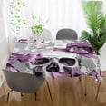 thumbnail image 5 of Coolnut Halloween Violet Tulips Skulls Rectangle Tablecloth 60x60In,Dinner Table Cover for Outdoor & Indoor Patio, Picnic, BBQ, Holiday Party Halloween Decoration, 5 of 7