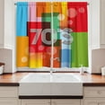 thumbnail image 2 of Ambesonne Colorful Kitchen Curtains, Retro Art Seventies, 55"x39", Multicolor, 2 of 3