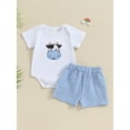 thumbnail image 3 of xiaxaixu Baby 3Pcs Spring Outfits Short Sleeve Romper + Plaid Shorts + Headband Set Infant Clothes, 3 of 8