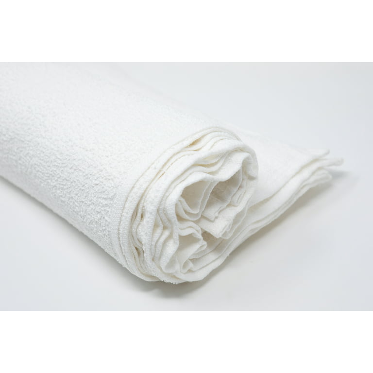 S&T INC. Multipurpose Cotton Terry Cleaning Towels for Home, Automotive,  and Garage, 14 Inch x 17 Inch, White, 24 Pack
