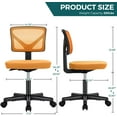 thumbnail image 3 of Armless Desk Wheels Cute Home Office Arms, Ergonomic Adjustable Swivel Rolling Task, Comfy Mesh Mid Back Computer Work Vanity Chair for Small Spaces, Orange, 3 of 16