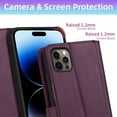 thumbnail image 5 of Furiet Argyle Wallet Case for iPhone 14 Pro 6.1 inch with Tempered Glass Screen Protector Wrist/Shoulder Strap, Card Slots Phone Cover for iPhone14Pro 5G i i-Phone i14 iPhone14 4 14Pro Deep Purple, 5 of 8
