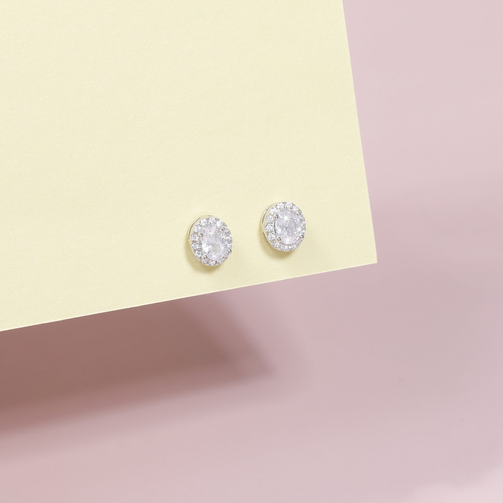 Monkton 925 Sterling Silver Stud Earrings for Women, 0.5CT Oval Cut Cubic Zirconia CZ Stud Earrings, Best Gift Ideas for Women, Ladies