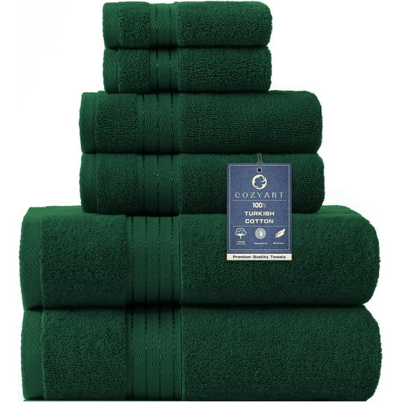 Darkreen Bath Towels Set, Turkish Cotton Hotel Large Bath Towels Bulk for Bathroom, Thick Bathroom Towels Set of 6 with 2 Bath Towels, 2 Hand Towels, 2 Washcloths, 650SM