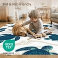 thumbnail image 4 of ODIKA 8'x10' Washable Area Rug Nautical Beachy Ocean Underwater Teal Navy Swimming Creatures for King Size Bedroom Under Bed, Master Suite, Non-Shedding, Easy Care, 4 of 7