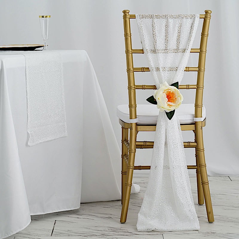 10 Ivory Premium Chiffon Wide CHAIR SASHES Wedding Party Reception Decorations 