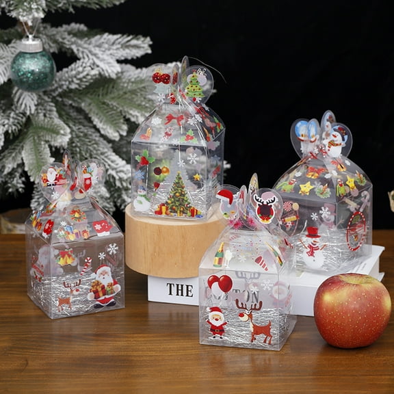 5Pcs Storage Box Xmas Style Reusable Waterproof Transparent Christmas Fruit Packaging Box for Party