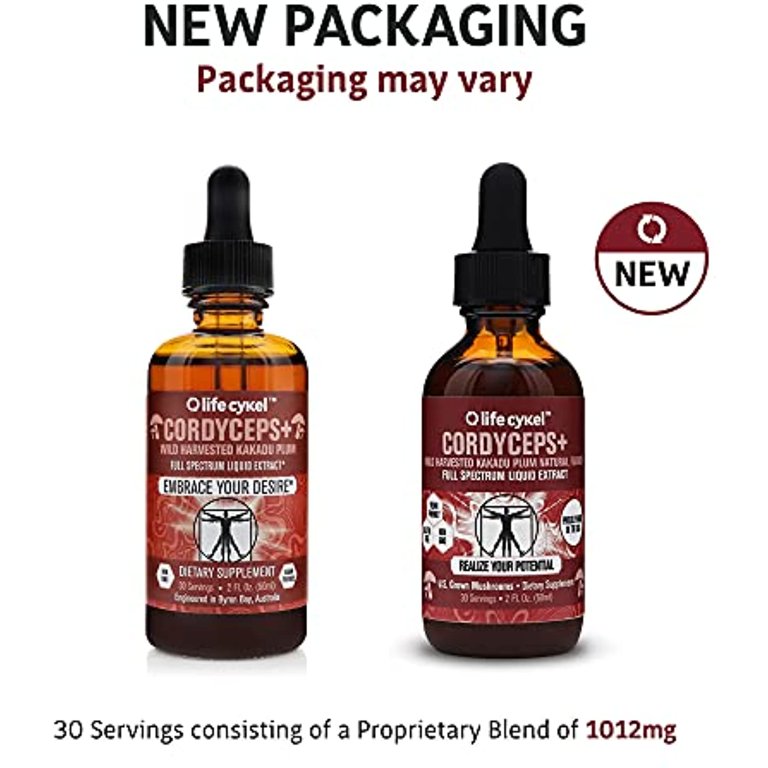 Bekræftelse Resistente Styrke LIFE CYKEL Cordyceps Mushroom Extract w/Kakadu Plum- Natural Energy  Supplement for Fatigue & Stamina- Mycelium Vitamin C Antioxidants Non-GMO  Organic Mushrooms Made in the US, 2oz (Packaging May Vary) - Walmart.com