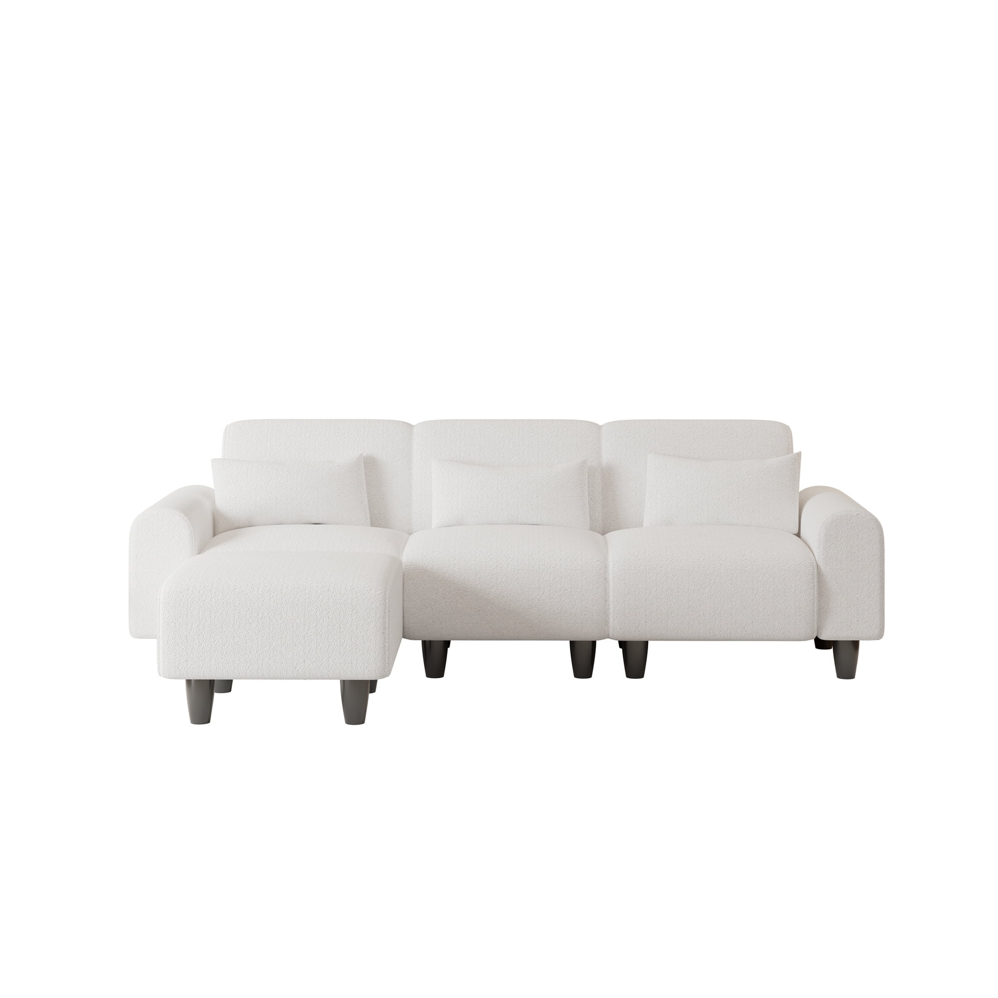 Aukfa 85" Reversible Sectional Sofa, Deep Seat Couch with Chaise for Living Room, 3 Pillows, Beige