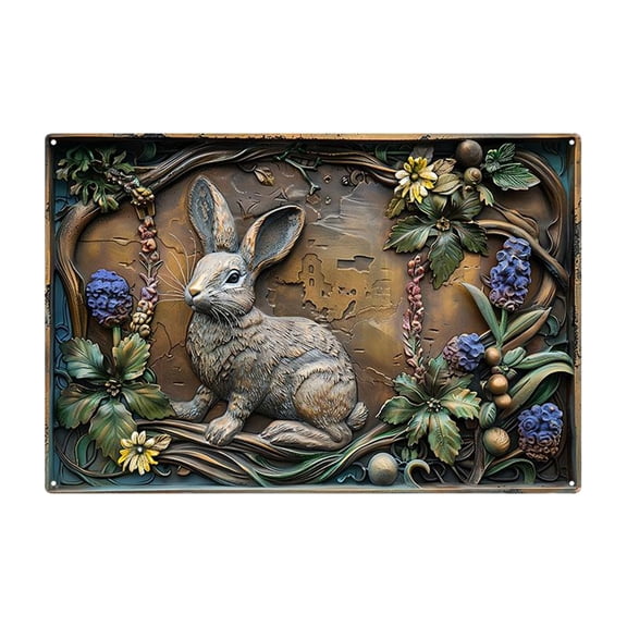 YiJuHui 1pcs Rustic Metal Wall Art, Vintage Iron Sheet Painting, Waterproof Outdoor Wall Decor, Sun-Resistant Patio Hanging Art, Farmhouse Living Room Wall Accent