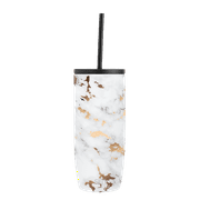 Simple Modern 20 Fluid Ounces Voyager Insulated Stainless Steel Tumbler with Straw - Gold Marble