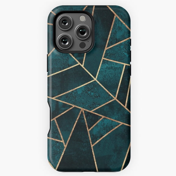 Deep Teal Stone Texture iPhone Case 17 16 15 14 13 12 11 Pro Max