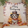thumbnail image 3 of Happy Thanksgiving Shih Tzu Welcome Thankful Fall Autumn Pumpkin Quilt Blanket Lion Dog Lover Gifts Cozy Comforter Throw Blanket - 02021, 3 of 5
