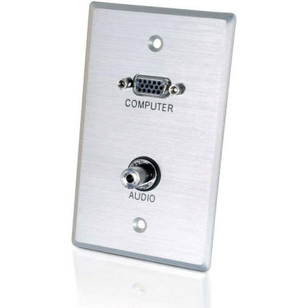 - C2G VGA and 3.5mm Audio Pass Through Single Gang Wall Plate - Brushed Aluminum - mounting plate