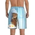 thumbnail image 3 of KLL Funny Cat Taking a Bath Men's Casual Summer Beach Shorts Hawaiian Shorts with Pockets-, 3 of 5