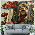 thumbnail image 4 of GOSMITH  70s Vintage Sun Rainbow Tapestry Vintage Retro Mushroom Boho Funky Floral Abstract Aesthetic Groovy Wall Hanging Bedroom Living Room Dorm Decor Fabric Painting, 4 of 6
