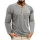 thumbnail image 2 of pstuiky camisa de manga larga para hombre, Blusas casuales de manga larga con cuello redondo, botones, cuadros, bolsillos y bloques de color para hombre top de hombre xxxl, 2 of 8