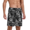 thumbnail image 2 of Fuzoiu Black Cats In A Garden Print Pajama Shorts for Men, Men's Pajama Bottoms,Mens Lounge Sleepwear,Pajama Pants with Pocket-Large, 2 of 6