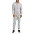 thumbnail image 5 of Men's Cotton Blend Lightweight Fleece Zip Up Hoodie Sweatshirt L, Heather Grey, 5 of 6