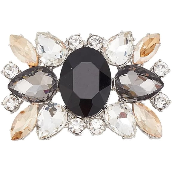 Alloy Glass Detachable Shoe Buckle Clips Flower Shoe Decoration Platinum 39x59.5x14mm Alloy